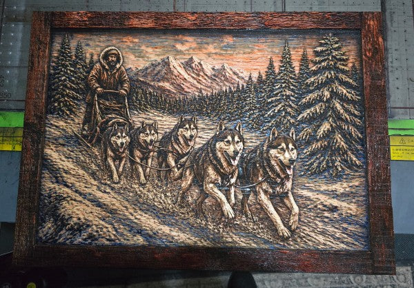 Lasered and Printed Huskies